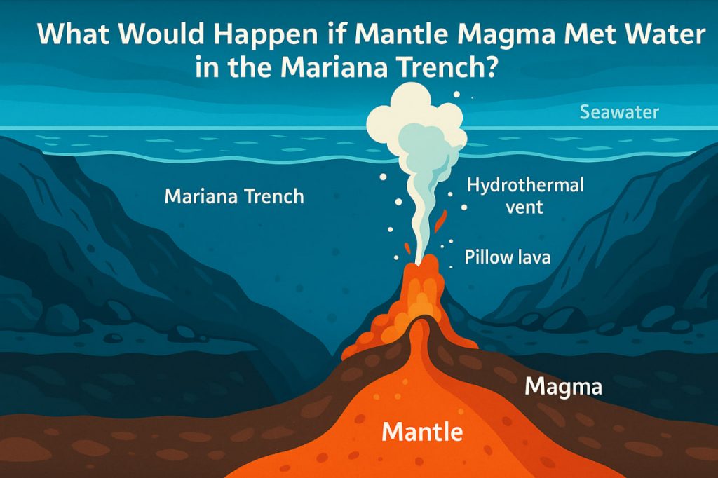 What Would Happen if Mantle Magma Met Water in the Mariana Trench?