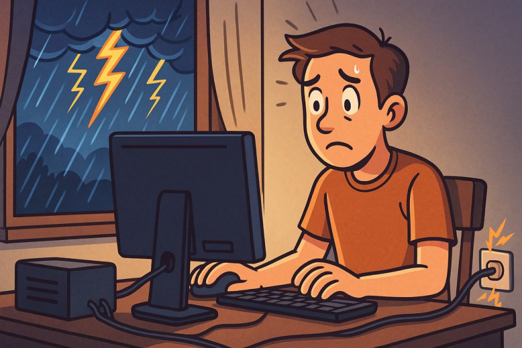 Risks of Working on a Computer Indoors During a Thunderstorm