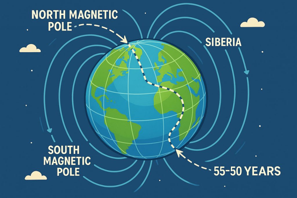 Shifts of Earth’s Magnetic Poles Over the Last 50 Years
