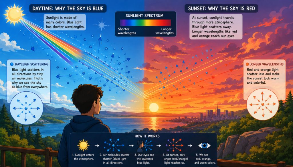 The Physics of Colors: Why the Sky Is Blue and Sunsets Are Red
