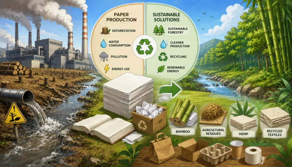 The Environmental Challenges of Pulp and Paper Mills and the Search for Alternatives to Paper
