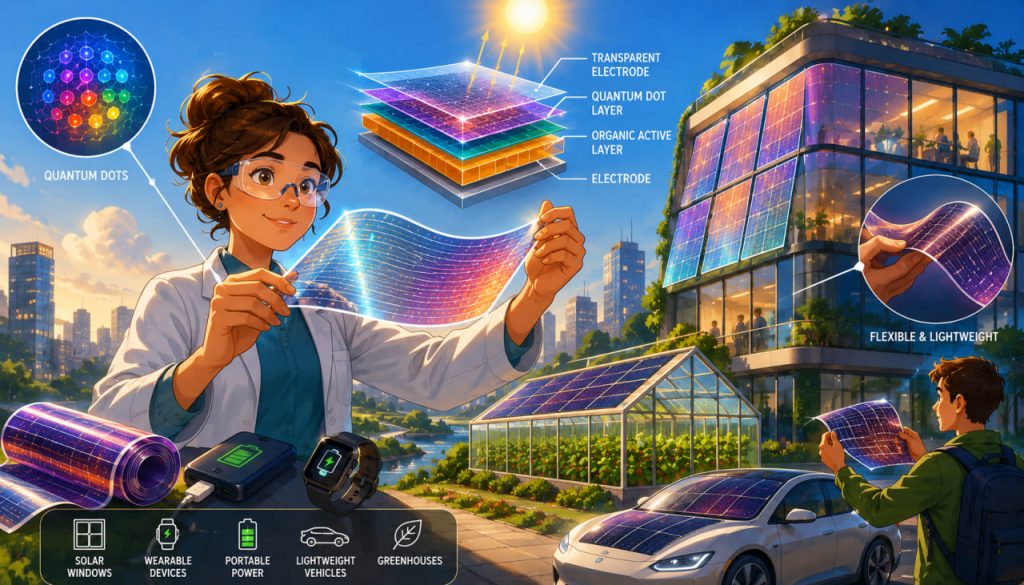 Quantum Dots and Organic Solar Cells: Flexible, Transparent, and Potentially Cheap Solar Power