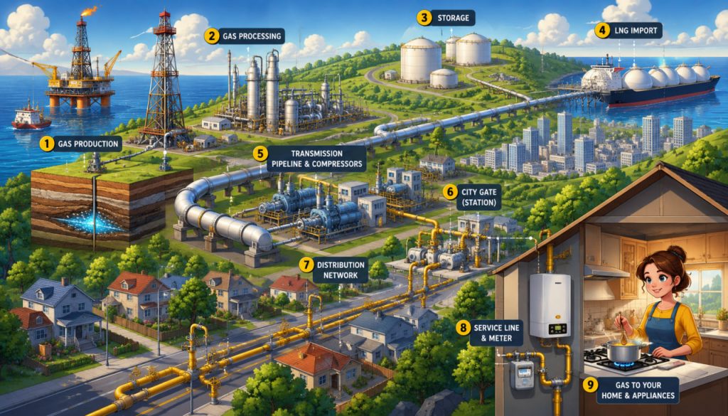 How Gas Supply Systems Work: From Natural Gas Fields to Homes and Businesses