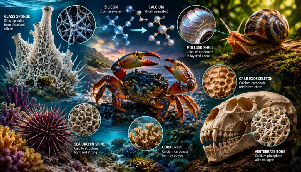 Animal Alchemists: How Living Creatures Turn Silicon Into Skeletons and Calcium Into Armor