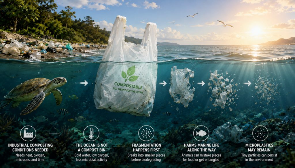Why a Biodegradable Bag Does Not Really Degrade in the Ocean