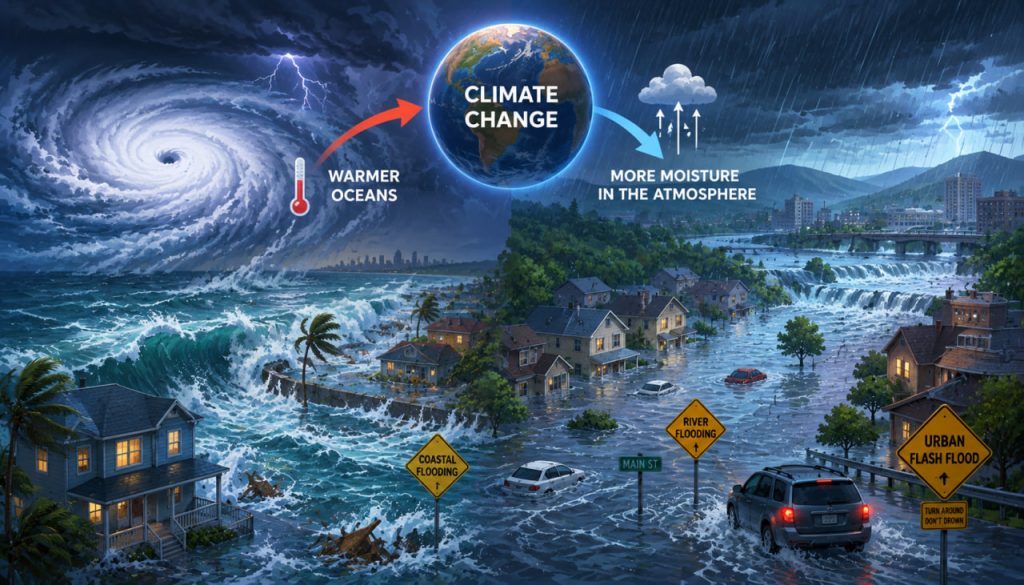 How Climate Change Affects Floods and Hurricanes