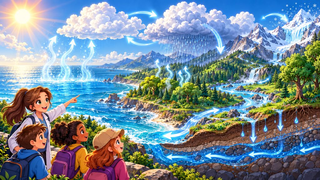 The Water Cycle: How Water Moves Through Earth’s Atmosphere, Land, and Oceans
